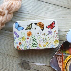 Emma Ball caja metálica rectangular Butterflies